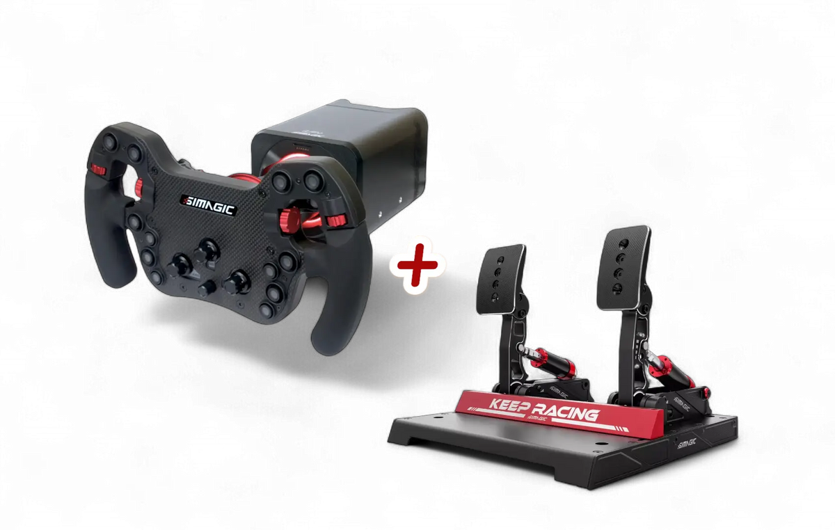 Simagic Megabundle Alpha EVO Wheelbase + FX Steering Wheel + P1000 2-Pedal Set