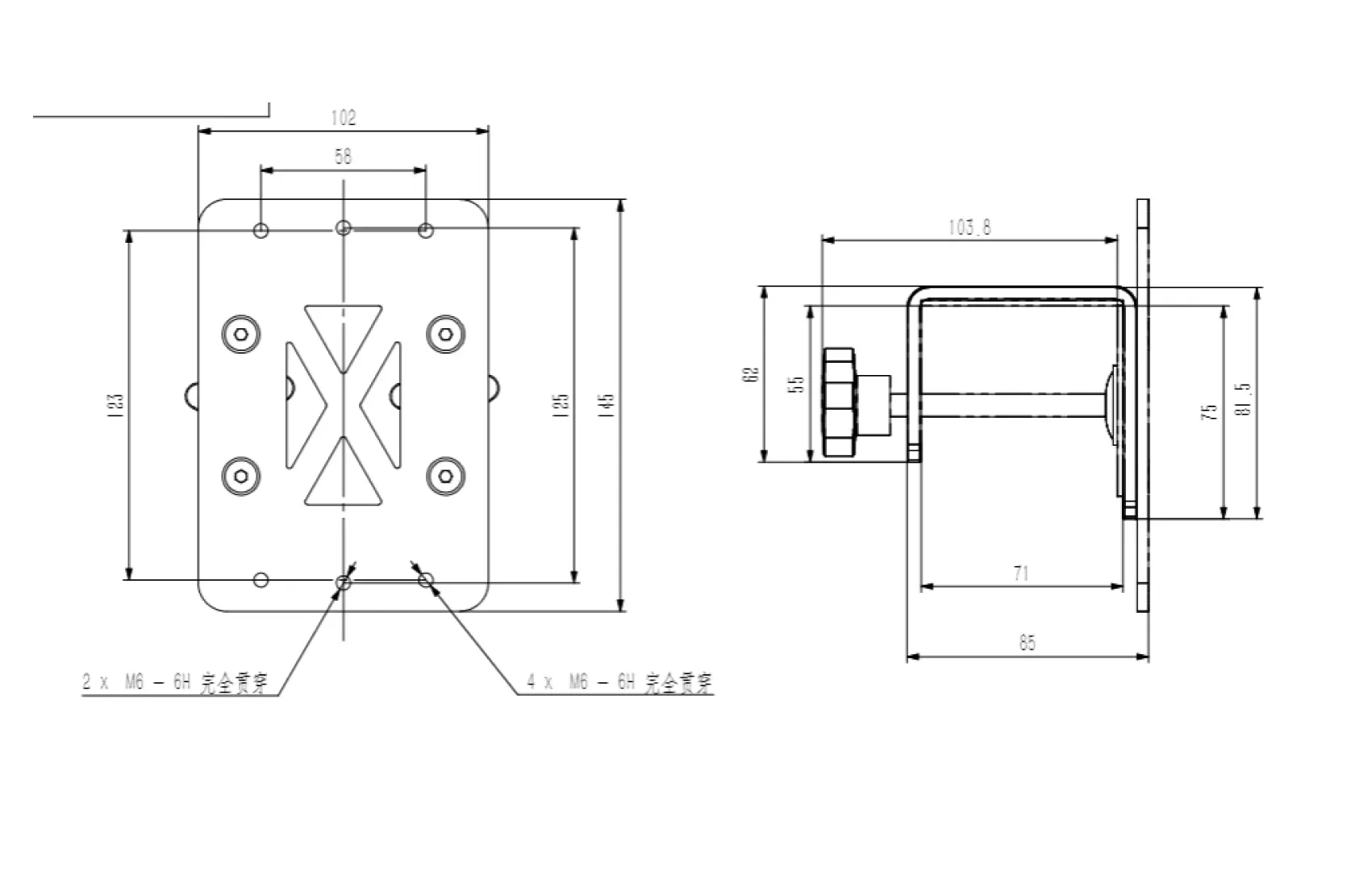 Dimensioni Staffe da tavolo Moza per Freno a Mano : Cambio